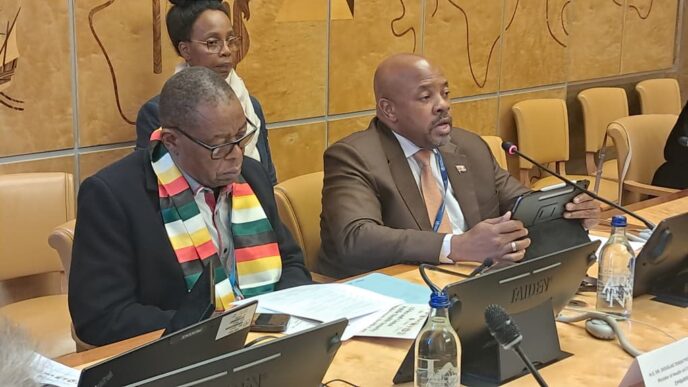 Minister of Health Mduduzi Matsebula addresses the side meeting on Global Public Health and Primary Health Care at the 79th World Health Assembly