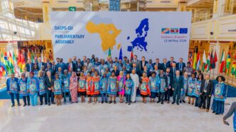 Delegates from OACPS and European Union member states gather for a group photo during the first Africa-EU Parliamentary Assembly, hosted by the Kingdom of Eswatini at the Ezulwini Palazzo ICC from 7 to 14 May 2026.