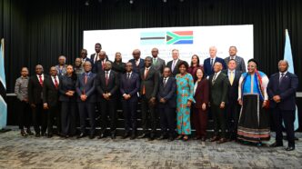Ministers and senior government officials from Botswana and South Africa pose for a group photo