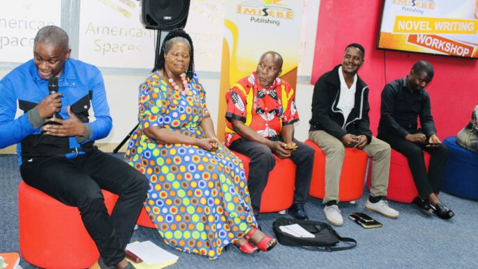 Panellists at the Imisebe Publishing Novel Writing Workshop held on 12 May 2026, including Thembikile Msibi, Saleyendvwa Magagula, Dr Sarah Mkhonza, Wandile Mathonsi, Sandile Mathonsi and Musa Nxumalo, share their writing journeys with participants. Photo: Imisebe Publishing