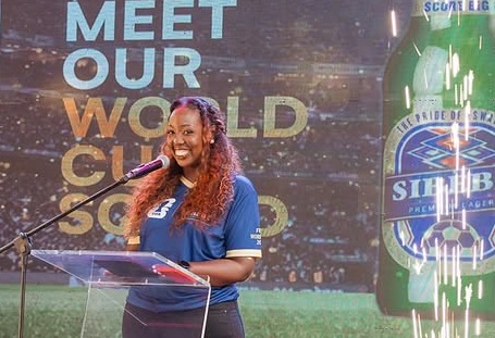 EBL country director, Doreen Tumureebire making her speech. Photo: EBL/Facebook