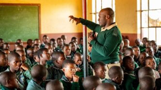 One of the HMCS officers engages pupils at Hhohho AME Primary School during a recent outreach programme on the dangers of gangsterism and substance abuse. Photo by HMCS