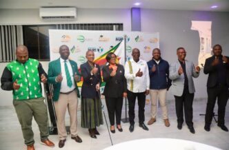 Tourism and Hospitality Industry Minister Barbara Rwodzi poses with officials and stakeholders at the launch of the 2026 International Pairs Golf Tournament at the Sterling Hub in Harare. | Photo: Zimbabwe Tourism Authority