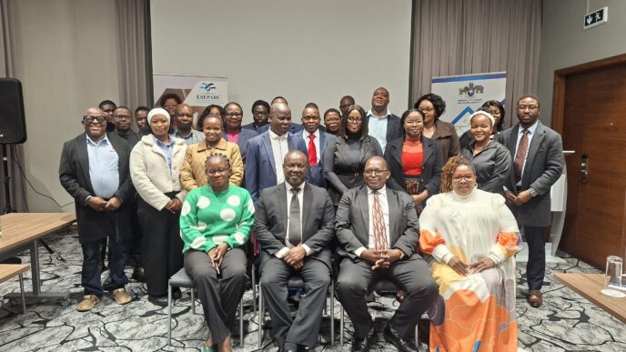 Ministry of Labour and Social Security Principal Secretary Makhosini Mndawe poses with stakeholders during the National Skills Training Levy Stakeholder Consultative Workshop held at the Hilton Garden Inn.