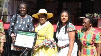 Zimbabwe's First Lady Dr Auxillia Mnangagwa poses with participants at the Mbira Festival held at Baradzanwa Cultural Village in Mazowe. Photo by Zimbabwe Tourism