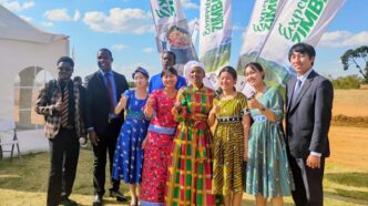 Honorable Barbara Rwodzi poses with officials and stakeholders at the sixth edition of the National Amai's Traditional Cookout Competition held in Kwekwe, Midlands Province, on Africa Day.