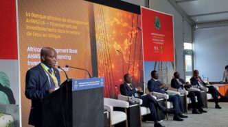 Eswatini's Commissioner Moses Vilakati addresses the high-level side event on Financing the Africa Water Policy and Vision on the sidelines of the 61st AfDB Annual Meetings in the Republic of Congo, May 27, 2026.