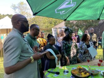 Eswatini Observer Acting Managing Director Mbongeni Mbingo, Private Chef Brian Mohammed, Nedbank Head of Audit Nkhosiphile Dlamini, Café 360 Director Sindi Simelane and Nedbank Eswatini Managing Director Fikile Nkosi admire some of the dishes prepared during the NedKitchen Cook-Off Challenge held at Sharma House as part of Nedbank Eswatini's Africa Month celebrations. Photo: Eswatini Travel News