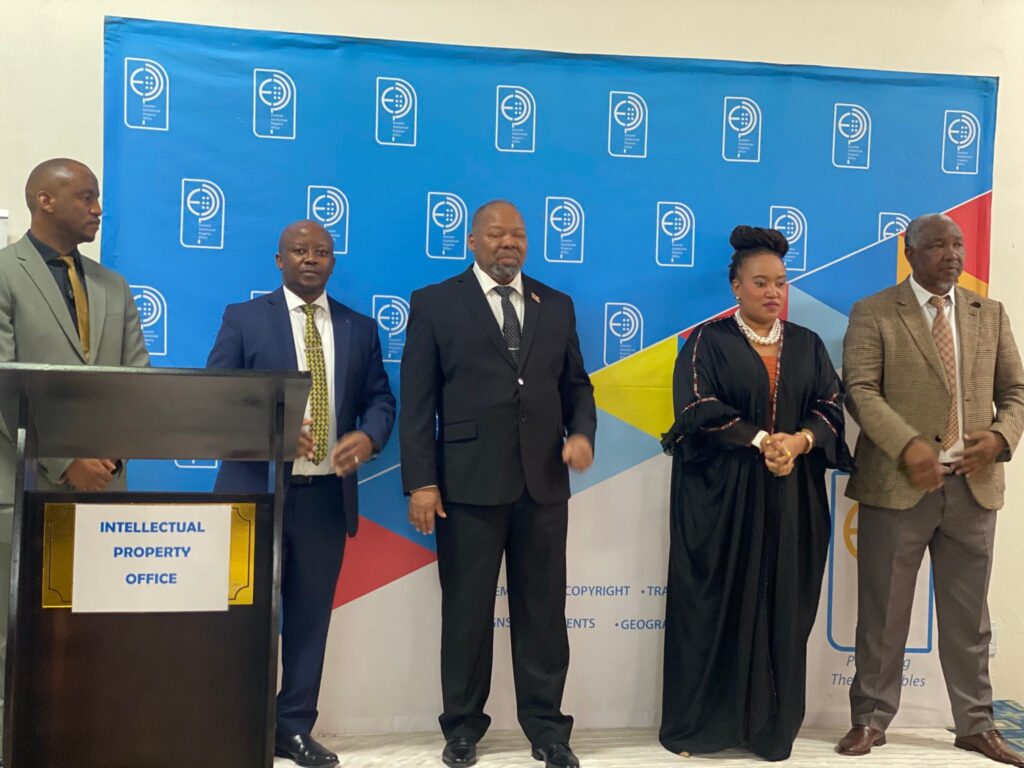 Dignitaries, including EIPO Registrar Dr Celucolo Dludlu pose for a group photo with the Minister of Economic Planning and Development, Dr Thambo Gina at the event. Photo: Eswatini Government