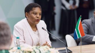 South Africa's Minister in the Presidency Khumbudzo Ntshavheni addresses the First International Security Forum in Moscow, Russia, on 28 May 2026. (Picture: The Presidency of the Republic of South Africa)