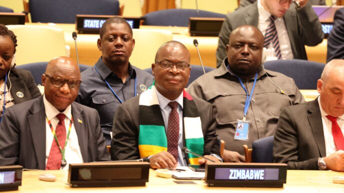 Zimbabwe's Minister of Foreign Affairs and International Trade, Prof. Amon Murwira, addresses the Group of Friends on Global Governance meeting at the United Nations in New York on Thursday, 28 May 2026, where he made the case for Zimbabwe's bid for a non-permanent seat on the UN Security Council for the 2027 to 2028 term.