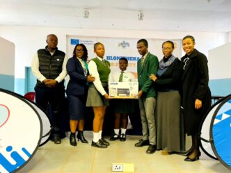 Mkhonza High School receives the regional champion trophy at the Shiselweni Schools Debate tournament at Evelyn Baring High School. (Picture: Deputy Prime Minister's Office)