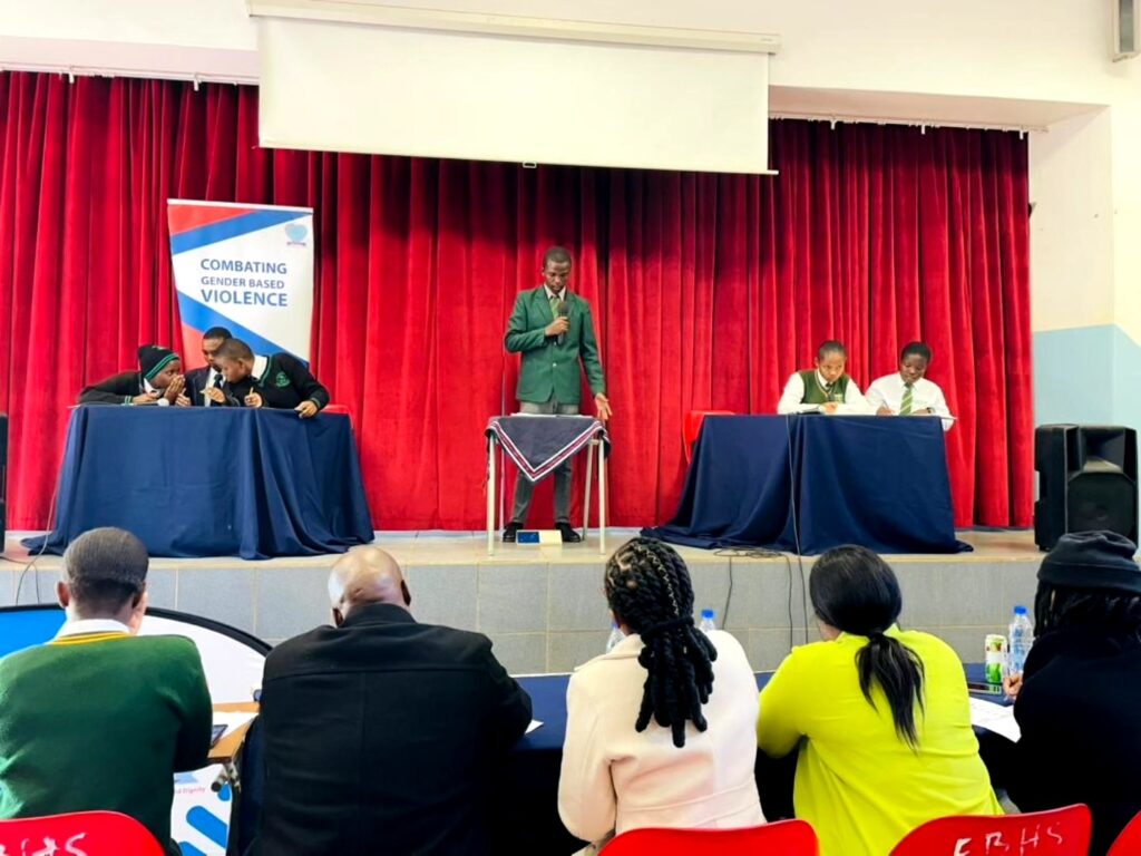 Learners make their case during the Regional Shiselweni Schools Debate tournament held at Evelyn Baring High School under the Hlonipheka Thriving for Dignity Programme. (Picture: Deputy Prime Minister's Office)
