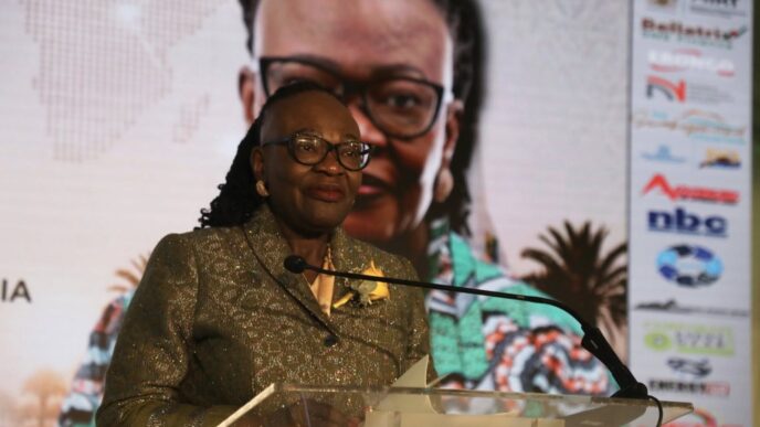 Namibia's Minister of International Relations and Trade, Ambassador Selma Ashipala-Musavyi, delivers the keynote address on behalf of President Dr. Netumbo Nandi-Ndaitwah at the 3rd Invest in Africa 2026 Trade Expo and Business Summit in Swakopmund on Thursday, 29 May 2026