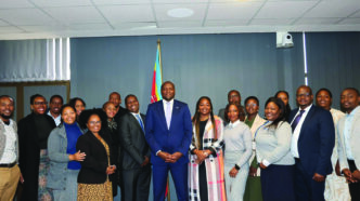 Government communication officers have a photo opportunity with the Prime Minister Russell Dlamini. Photo: PM Russell Dlamini/Facebook