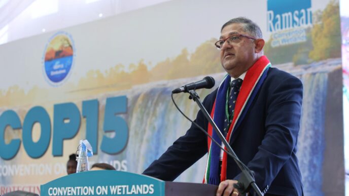 South Africa's Deputy Minister of Forestry, Fisheries and the Environment, Narend Singh, pictured during the COP15 Zimbabwe Convention on Wetlands on 24 July 2025. Photo: IISD