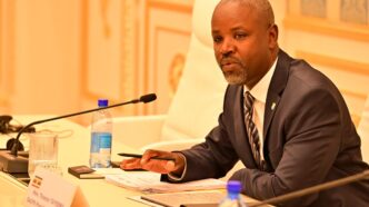 Uganda's Deputy Speaker of Parliament Thomas Tayebwa addresses colleagues from the Eastern Africa Regional Parliamentary Group of the OACPS in Eswatini, ahead of the OACPS–EU Joint Parliamentary Assembly. | Photo: X/@Thomas_Tayebwa