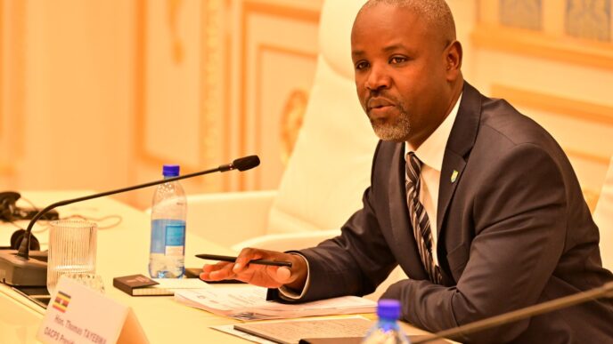 Uganda's Deputy Speaker of Parliament Thomas Tayebwa addresses colleagues from the Eastern Africa Regional Parliamentary Group of the OACPS in Eswatini, ahead of the OACPS–EU Joint Parliamentary Assembly. | Photo: X/@Thomas_Tayebwa
