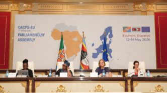 EMP Ingeborg Teelak, Botswana, Deputy Speaker Helen Pushie Manyeneng in the middle co-chairing the forum. | Photo from X/ACP