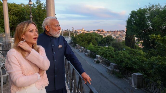 Indian Prime Minister Narendra Modi and Italian Prime Minister Giorgia Meloni meet in Rome on Wednesday as the two countries formally elevated their relationship to a Special Strategic Partnership. Photo: X/@narendramodi