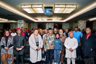 Nigerian opposition leader Peter Obi addresses Nigerians living in Johannesburg, South Africa, during a diaspora engagement on Africa Day, 25 May 2026. Photo by X/@PeterObi