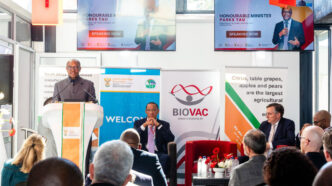 Minister of Trade, Industry and Competition (the dtic), Mr Parks Tau addressing the Biovac Facility expansion and soil turning ceremony in Cape Town.