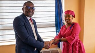 WHO Representative to Lesotho Dr. Innocent Nuwagira and newly appointed Minister of Health Honourable Mamokete Ntšekhe during a courtesy visit in Maseru