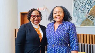 Foreign Affairs Minister Senator Pholile Shakantu and Zimbabwe's Minister of Women Affairs Senator Monica Mutsvangwa pictured together. Photo: Supplied