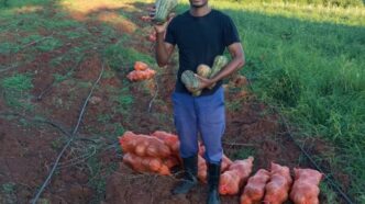 Herbet Zikhali Ncube with his butternut harvest in Lobamba Lomdzala. (Photo: Eswatini National Youth Council)