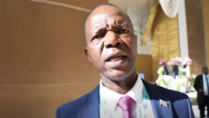 Principal Secretary in the Ministry of Housing and Urban Development Dr Simon Zwane speaks on the sidelines of WUF13 in Baku, Azerbaijan. (Photo: Screengrab)