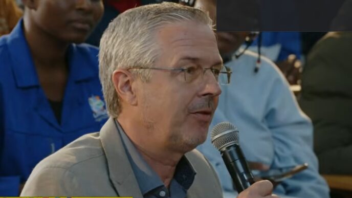 Karsten Mecklenburg, the EU Ambassador to Eswatini, commenting at the event. Photo: YouTube/MTN Bushfire