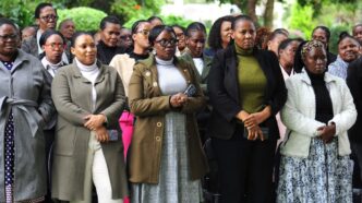 Staff members from Botswana's Ministry of Environment and Tourism's Department of Corporate Services pictured after donating school uniforms and stationery to vulnerable children ahead of the 2026 academic year.