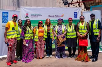The Honourable Minster, Industry Trade and Investment with the Exporting Businesses, UNDP Resident Representative Nigeria and UNDP Regional AfCFTA Specialist, and the Deputy Head of Mission and Chargé d'Affaires, Uganda High Commission, Nigeria