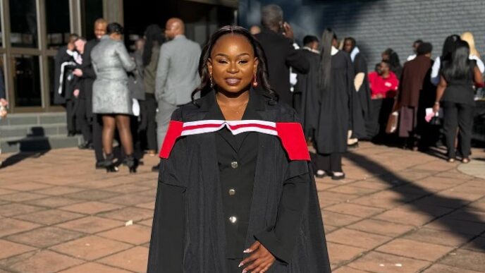 Correctional Officer Phetsile Thwala pictured at the Class of 2026 graduation ceremony held at the Nasrec Expo Centre in Johannesburg on 27 May 2026, where she completed a year-long culinary training programme at Capsicum Culinary Studio. Photo: His Majesty's Correctional Services