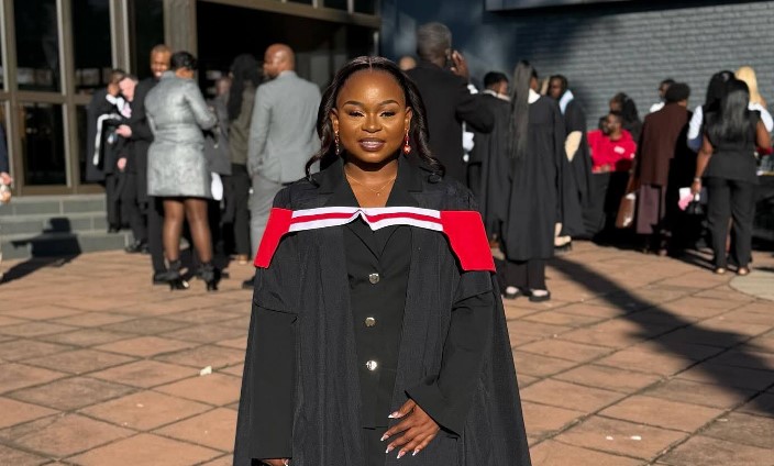 Correctional Officer Phetsile Thwala pictured at the Class of 2026 graduation ceremony held at the Nasrec Expo Centre in Johannesburg on 27 May 2026, where she completed a year-long culinary training programme at Capsicum Culinary Studio. Photo: His Majesty's Correctional Services
