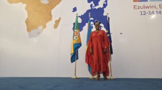 Women Unlimited director Vimbai Kapurura at the OACPS-EU meeting.