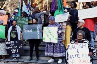 A picket against anti-immigrant sentiment was held at St George’s Cathedral in Cape Town on Monday afternoon to mark Africa Day. Photo: Matthew Hirsch