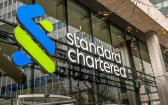 The Standard Chartered bank logo is seen at their headquarters in London, Britain
