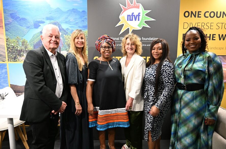 Berlinale and South Africa sign the "Country in Focus" agreement for 2027 (from left to right): NFVF Council Chairperson Leon van Nierop, Berlinale Pro Director Tanja Meissner, Director General DSAC Dr. Cynthia Khumalo, Berlinale Director Tricia Tuttle, Acting Ambassador South Africa to France Nthabiseng Makuwa, Acting CEO of the NFVF Onke Dumeko