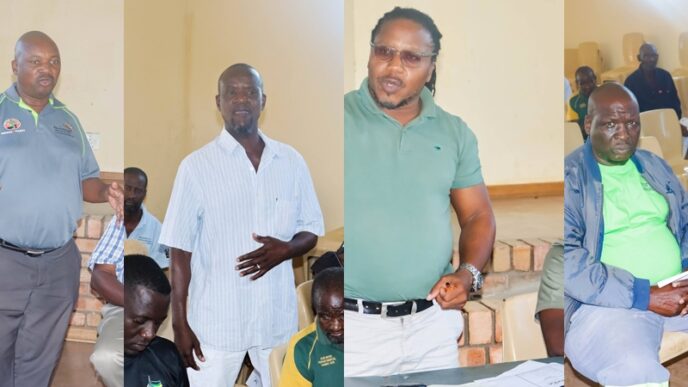 Officials and community members at Spelanyane Community Hall during the presentation of the R37 million fencing project for Kruger National Park and Mthethomusha Nature Reserve. Photo: Mpumalanga Tourism and Parks Agency