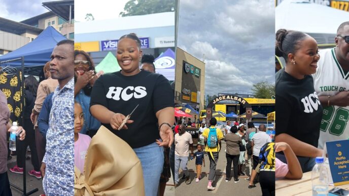 Princess Sakhizwe, Minister of Commerce, Industry and Trade Manqoba Khumalo, Minister of Housing and Urban Development Appolo Maphalala, Minister of Labour and Social Security Phila Buthelezi and Melusi Zoks Dlamini at the Made in Eswatini Consumer Fair along Dr Sishayi Road in Mbabane. Photo: Eswatini TV