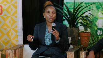 Eswatini Electricity Company (EEC) head of environment unit, Dr Constance Van Zydam, speaking at the event. Photo: MTN Bushfire