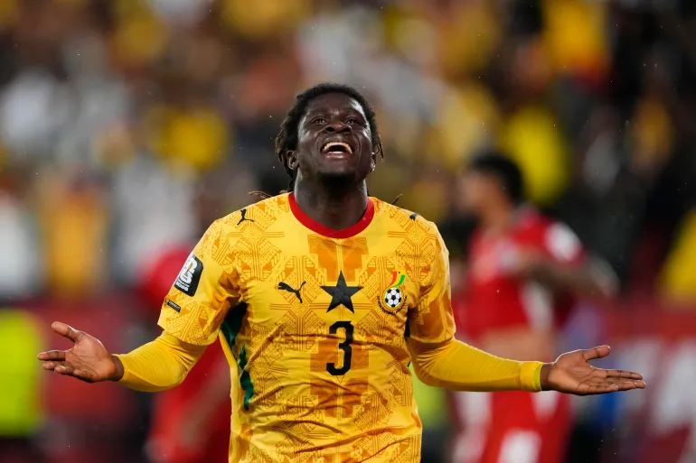 Ghana's Caleb Yirenkyi celebrates scoring the winning goal against Panama [Kevin Sousa/Reuters]