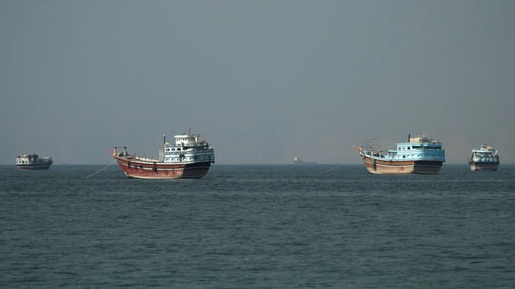 Vessels at the Strait of Hormuz, as seen from Musandam, Oman, June 26. Stringer/Reuters