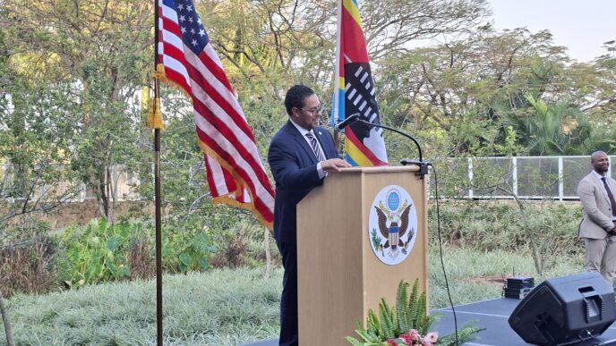 Chargé d'Affaires Weinstock addresses guests at the United States Embassy's Independence Day reception in Eswatini, marking 250 years of American independence. Photo: Adekunle Owolabi/Swazi24