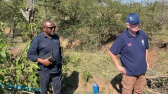 British High Commissioner Colin Wells and Commissioner of Refugees Zanele Mlambo at the Malindza Refugee Reception Centre during Wells' second visit to the facility on Tuesday 2 June 2026. (Photo: British High Commission in Eswatini)