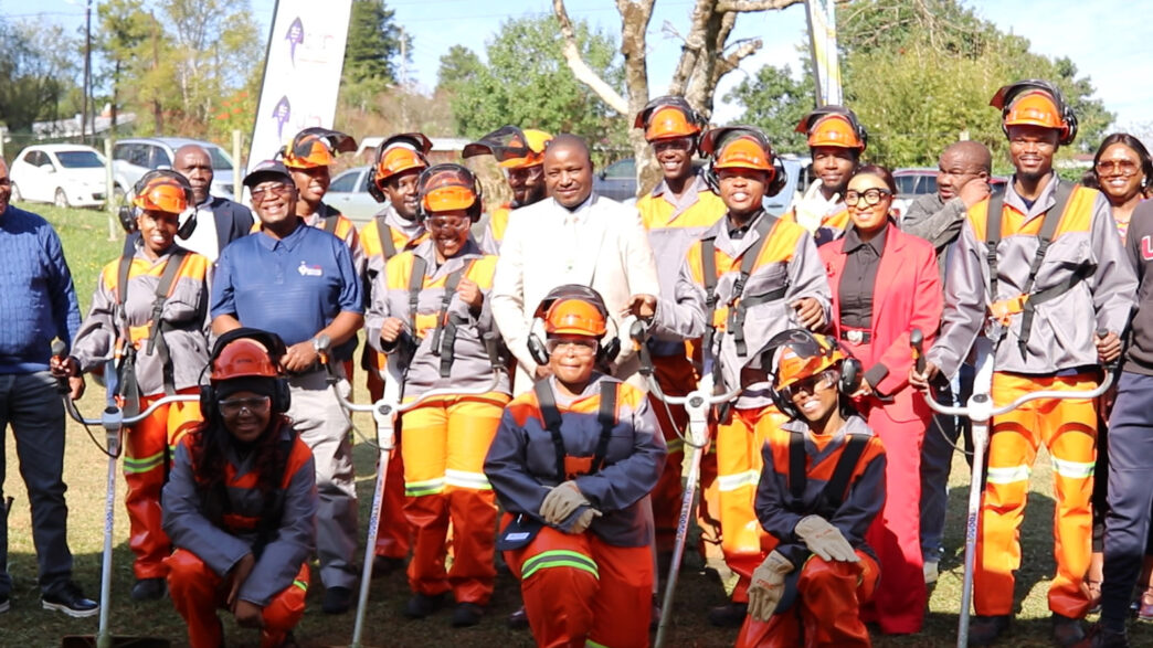 The 12 entrepreneurs commissioned under the YERF and Municipal Council of Mbabane landscaping project pose with Mayor His Worship Thulani Mkhonto and council members in Mbabane on Tuesday. (Photo: Youth Enterprise Fund Eswatini)