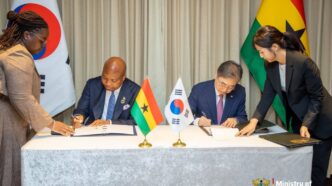 Ghana's Foreign Minister Samuel Okudzeto Ablakwa signs a visa waiver agreement with the Republic of Korea in Seoul, the first such deal between the two countries in nearly five decades. | Photo: Ghana Embassy Seoul