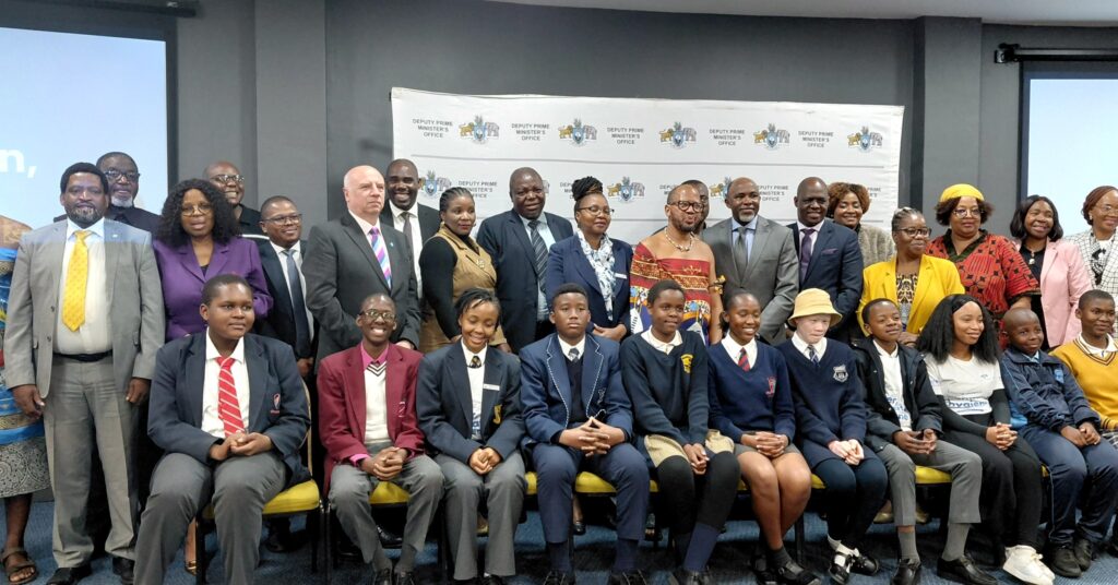 Deputy Prime Minister Thulisile Dladla's office launches the Eswatini National Children's Consultative Forum during the official Month of the Child launch at the UN House, with the 15 school-going members drawn from all four regions of the country pictured together. | Photo: DPMO
