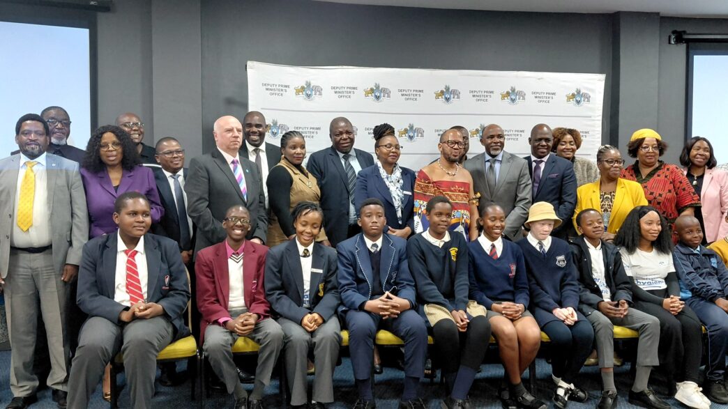 Deputy Prime Minister Thulisile Dladla's office launches the Eswatini National Children's Consultative Forum during the official Month of the Child launch at the UN House, with the 15 school-going members drawn from all four regions of the country pictured together. | Photo: DPMO